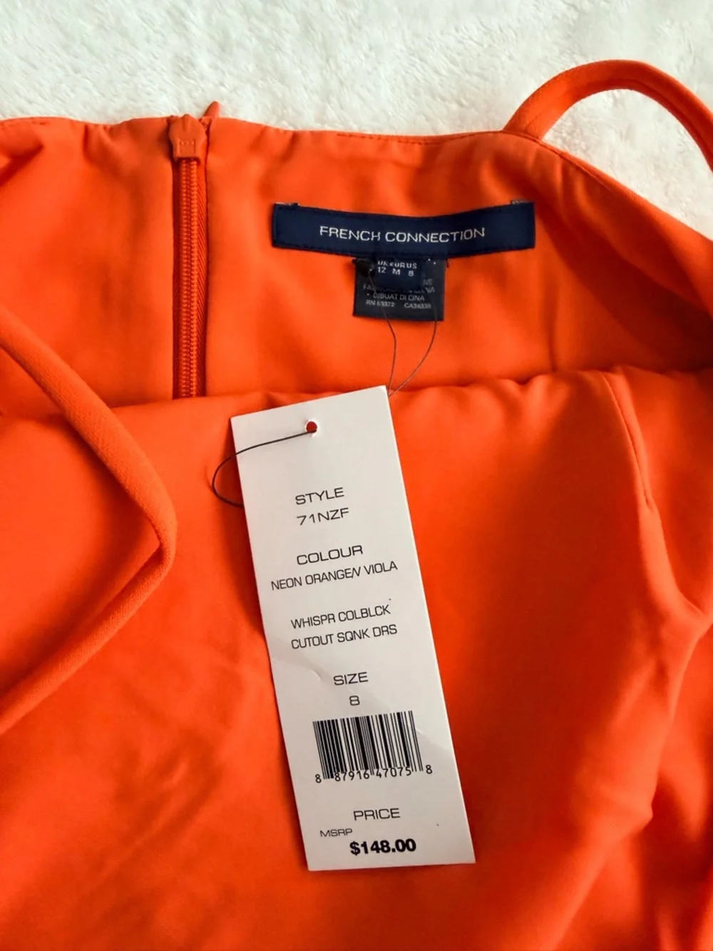 French Connection Whisper Orange & Purple Colorblock Mini Dress NWT - Picture 3 of 6